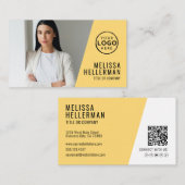 Carte De Visite Code QR Jaune Société Votre Logo (Devant / Derrière)