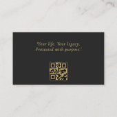 Carte De Visite Code QR juridique Échelles de Justice Noir Or (Dos)
