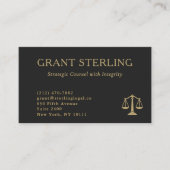 Carte De Visite Code QR juridique Échelles de Justice Noir Or (Devant)