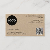 Carte De Visite Code QR Kraft avec logo et texte simple (Devant)