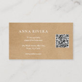 Carte De Visite Code QR Kraft Rustique Végétal Aquarelle (Dos)