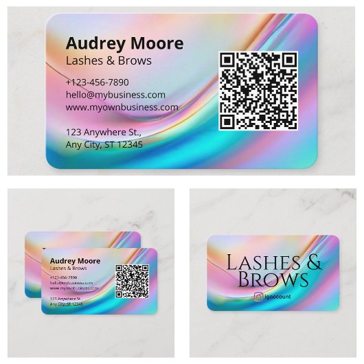 Carte De Visite Code QR Lash Brows Minimalisme Moderne