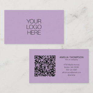 Carte De Visite Code QR Lavande de Logo d'Entreprise Professionnel