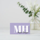 Carte De Visite Code QR Lavande Monogramme Violet (Debout devant)
