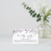 Carte De Visite Code QR Lavender Wedding RSVP Enclôture Card (Debout devant)