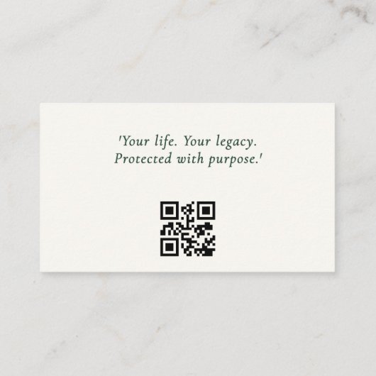 Carte De Visite Code QR légal minimal neutre émeraude vert émeraud (Dos)