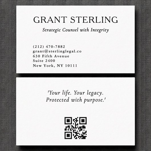 Carte De Visite Code QR légal minimum noir blanc