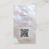 Carte De Visite Code QR Lily holographique iridescent (Dos)