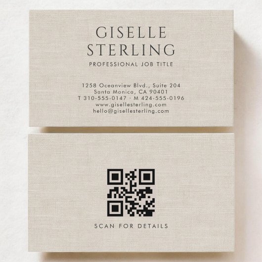 Carte De Visite Code QR Lin Naturel Luxueux