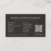 Carte de visite Code QR Linen Noir Argent Construc (Dos)