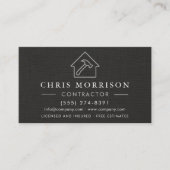 Carte de visite Code QR Linen Noir Argent Construc (Devant)
