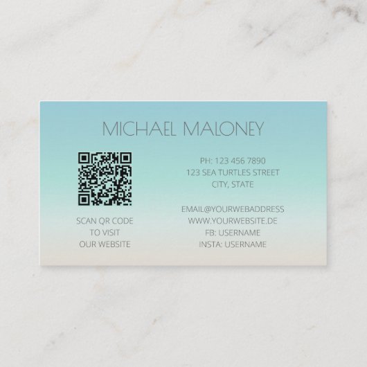 Carte De Visite Code QR | Littoral minimal (Dos)