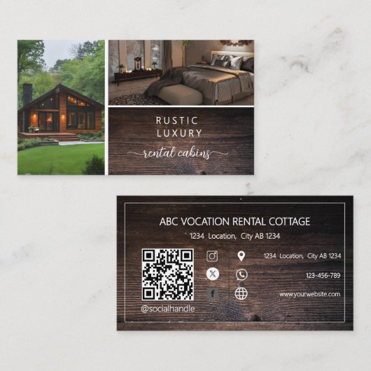 Carte De Visite Code QR Location de vacances Maison d'hôtes Rustiq (Devant / Derrière)