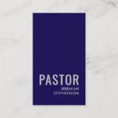 Carte De Visite Code QR Logo Argent Navy Minimal Église PASTEUR (Devant)