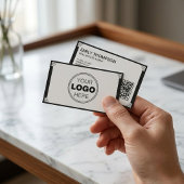 Carte De Visite Code QR Logo Art Déco Noir Blanc Minimaliste