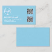 Carte De Visite Code QR Logo Bleu Ciel Professionnel Moderne (Devant / Derrière)