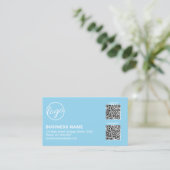Carte De Visite Code QR Logo Bleu Ciel Professionnel Moderne (Debout devant)