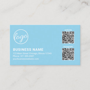 Carte De Visite Code QR Logo Bleu Ciel Professionnel Moderne