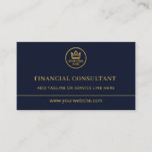 Carte De Visite Code QR Logo Bleu Or Consultant Financier (Devant)