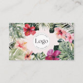 Carte De Visite Code QR Logo Botanique Fleur Tropicale (Devant)