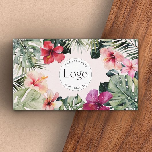 Carte De Visite Code QR Logo Botanique Fleur Tropicale