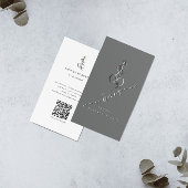 Carte De Visite Code QR Logo Ciseaux Floraux Élégants Uniques