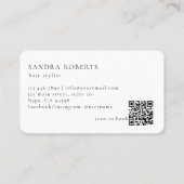 Carte De Visite Code QR Logo Ciseaux Floraux Élégants Uniques (Dos)