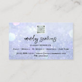 Carte De Visite Code QR Logo Clous de maquillage bleu argent (Dos)