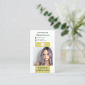Carte De Visite Code QR Logo Coiffeur Vert Citron Moderne (Debout devant)