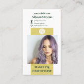 Carte De Visite Code QR Logo Coiffeur Vert Citron Moderne (Devant)