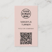 Carte De Visite Code QR Logo Commercial Blush Rose Professionnel (Devant)