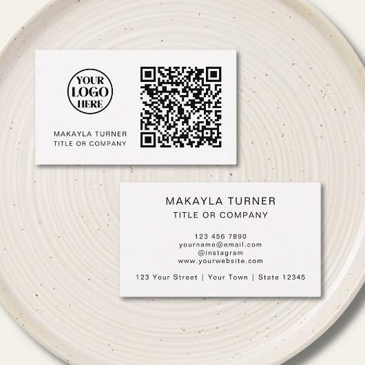 Carte De Visite Code QR Logo Commercial Moderne Professionnel