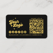 Carte De Visite Code QR Logo Connect With Us Noir Et Or (Devant)