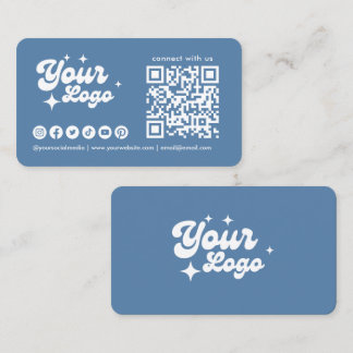 Carte De Visite Code Qr Logo Connectez-Vous Avec Nous Bleu Poussié