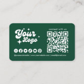 Carte De Visite Code QR Logo Connectez-Vous Avec Nous Vert Émeraud (Devant)