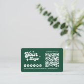 Carte De Visite Code QR Logo Connectez-Vous Avec Nous Vert Émeraud (Debout devant)