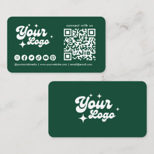 Carte De Visite Code QR Logo Connectez-Vous Avec Nous Vert Émeraud