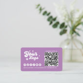 Carte De Visite Code Qr Logo Connectez-Vous Lavande (Debout devant)