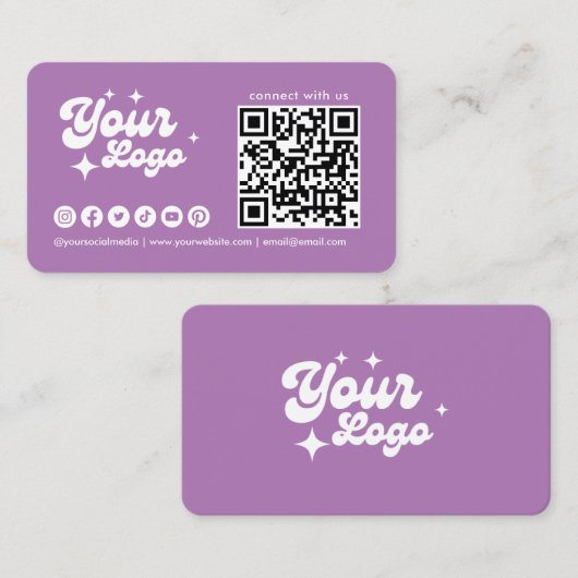 Carte De Visite Code Qr Logo Connectez-Vous Lavande (Devant / Derrière)