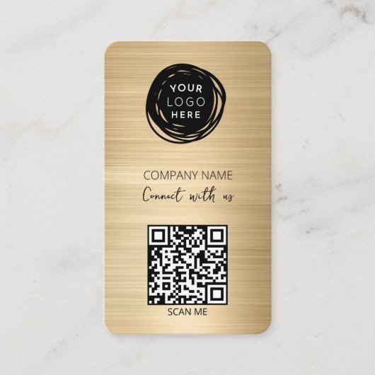 Carte De Visite Code QR - Logo d'affaires Gold (Devant)