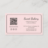 Carte De Visite Code QR Logo de Boulangerie Moderne Rose (Dos)
