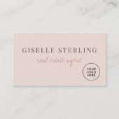 Carte De Visite Code QR Logo de l'Agent Immobilier Rose Pâle (Devant)