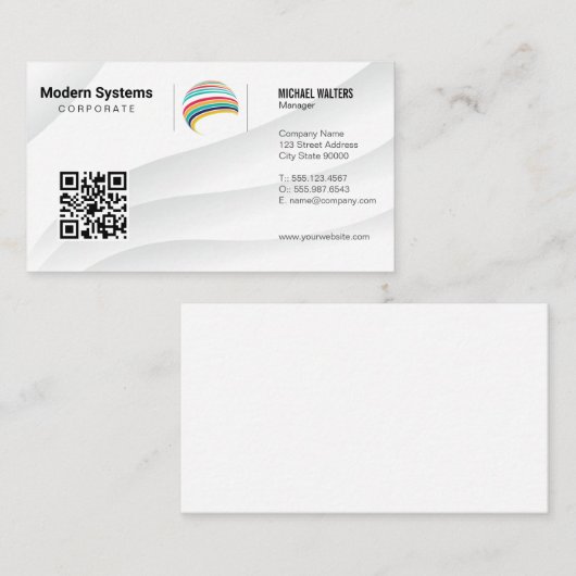 Carte De Visite Code QR | Logo de l'entreprise (Devant / Derrière)