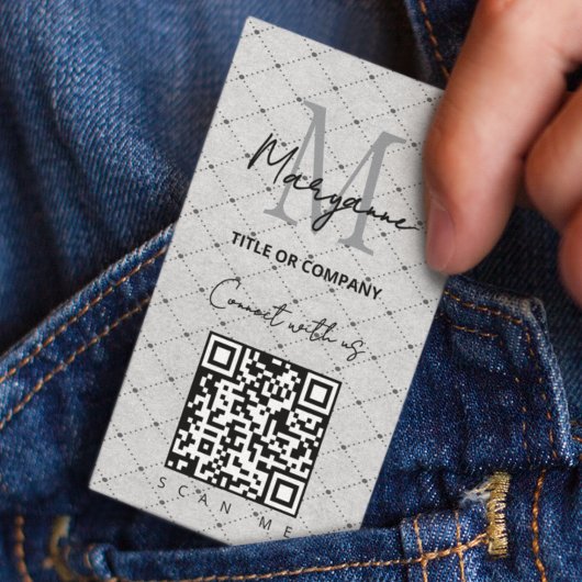 Carte De Visite Code QR Logo d'entreprise Damier Gris