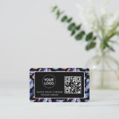 Carte De Visite Code QR Logo d'entreprise Gold Black Professional (Debout devant)