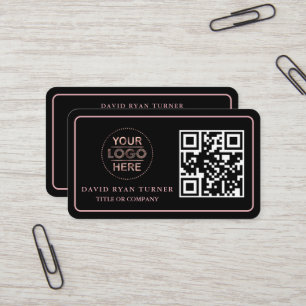 Carte De Visite Code QR Logo d'entreprise Gold Black Professional