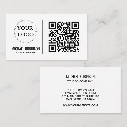 Carte De Visite Code QR Logo d'entreprise Moderne Professionnel (Devant / Derrière)