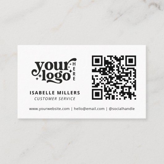 Carte De Visite Code QR Logo d'entreprise Moderne Professionnel Bl (Devant)