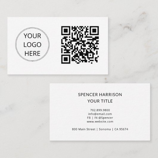 Carte De Visite Code QR Logo d'entreprise Moderne Professionnelle (Devant / Derrière)