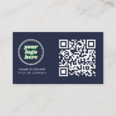 Carte De Visite Code QR Logo d'entreprise | Navy Moderne Professio (Devant)